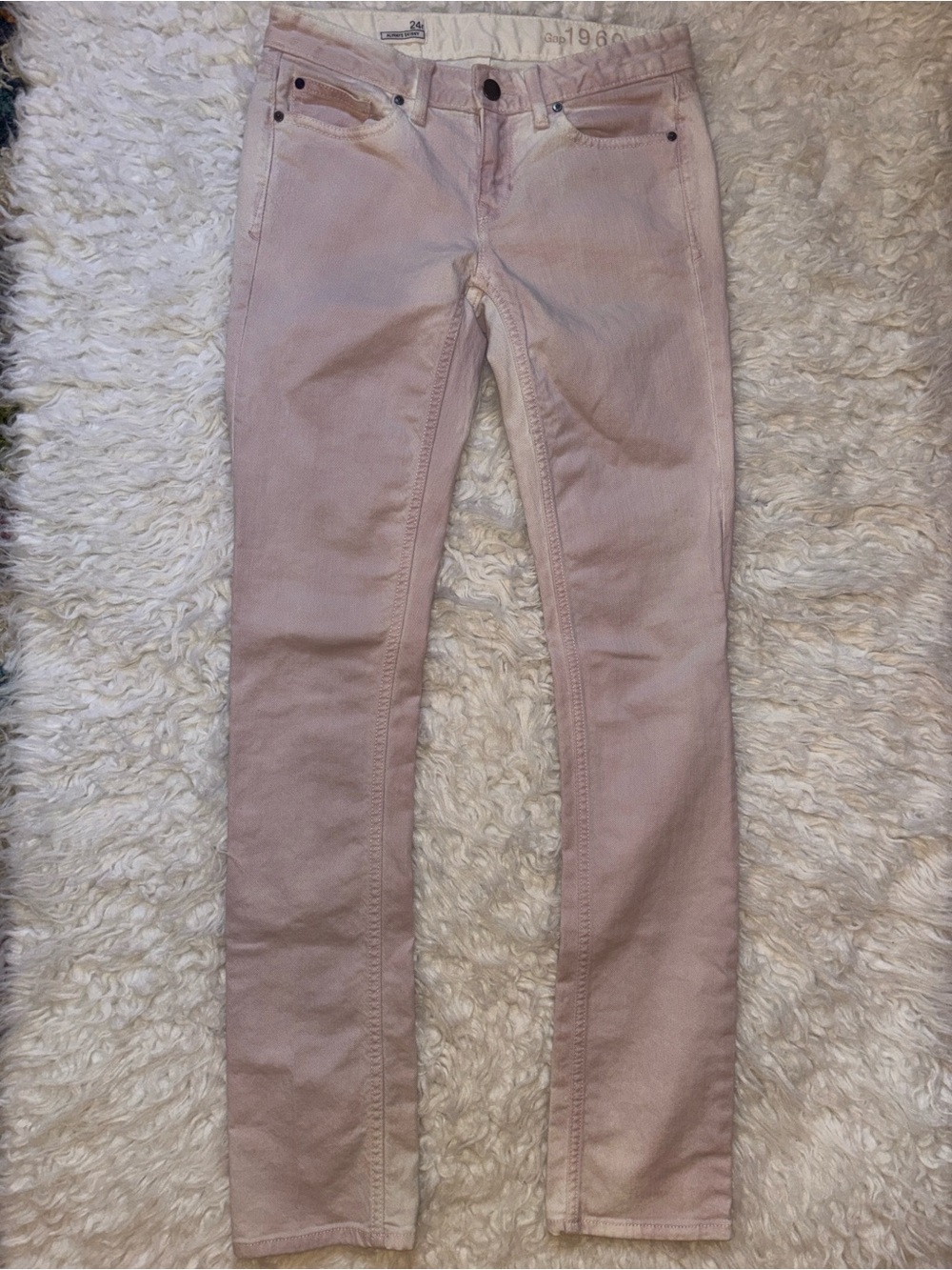 Gap 1969 Always Skinny Pink Low Rise Jeans, Size 24r (27”x 31”)